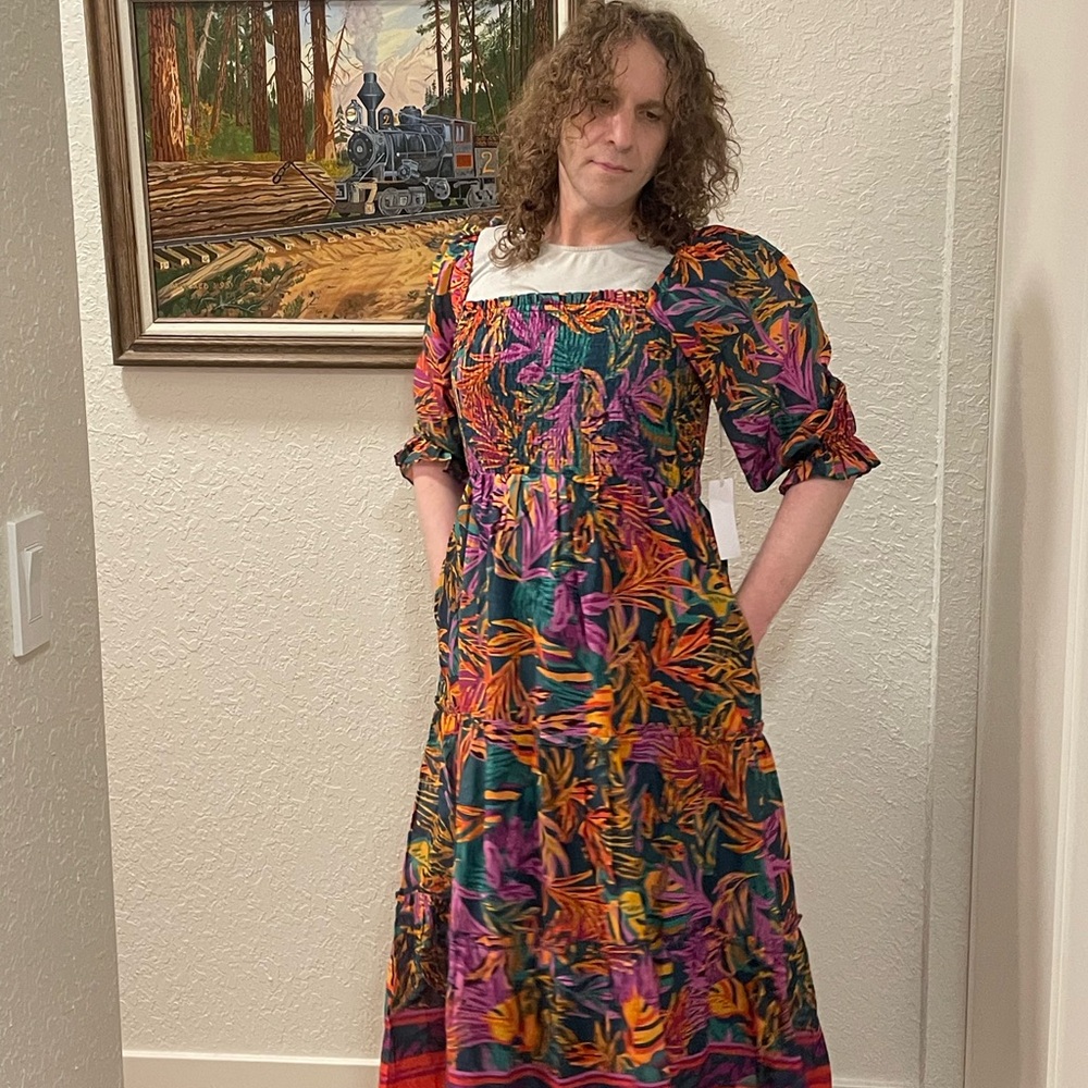 Purple and Pink Tiered Sundress with Puff Sleeves